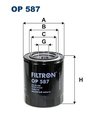 Oliefilter Filtron OP 587 Plaats Bestelling