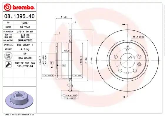Koopje Remschijven Brembo 08.1395.40