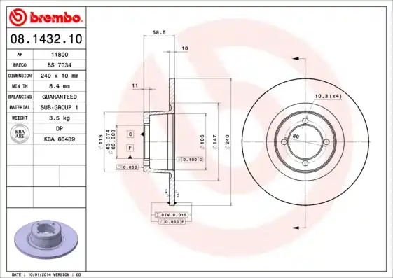 Superprijs Remschijven Brembo 08.1432.10