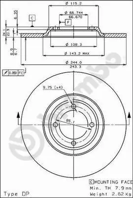 Remschijven Brembo 08.2244.10 Topkwaliteit