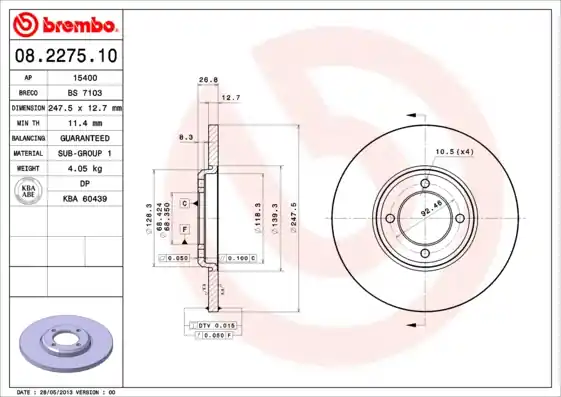 Hoge Kwaliteit Remschijven Brembo 08.2275.10