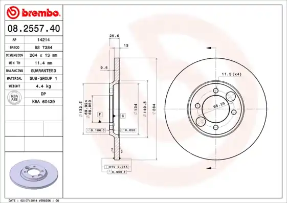 Remschijven Brembo 08.2557.40 Populair