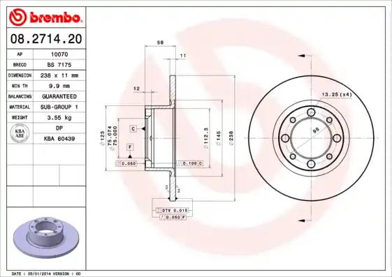 Seizoensaanbieding Remschijven Brembo 08.2714.20