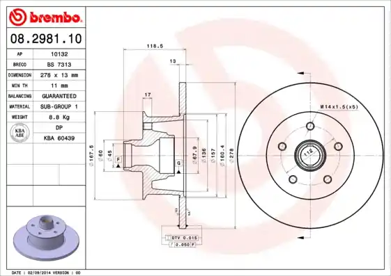 Remschijven Brembo 08.2981.10 Bestseller