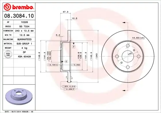 Alleen Vandaag Remschijven Brembo 08.3084.10