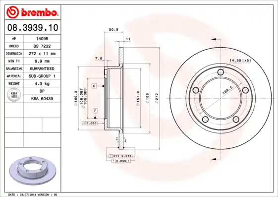 Superprijs Remschijven Brembo 08.3939.10
