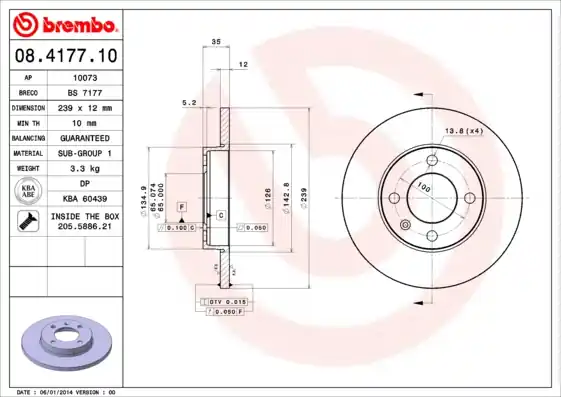 Groothandel Remschijven Brembo 08.4177.10