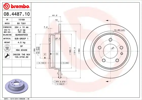 In De Mode Remschijven Brembo 08.4487.10