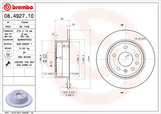 Actieprijs Remschijven Brembo 08.4927.10