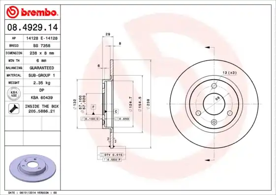 Authentiek Remschijven Brembo 08.4929.14