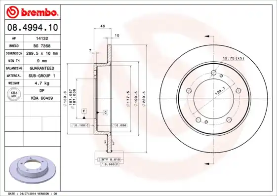 Remschijven Brembo 08.4994.10 Express Levering