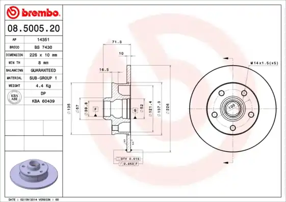 Beste Prijs Remschijven Brembo 08.5005.20