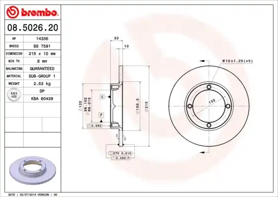 Remschijven Brembo 08.5026.20 Actieprijs