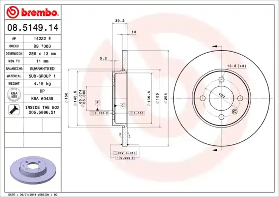Topkwaliteit Remschijven Brembo 08.5149.14