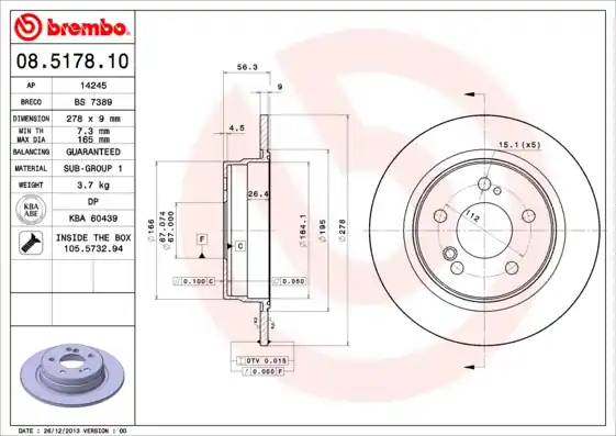 Korting Remschijven Brembo 08.5178.10