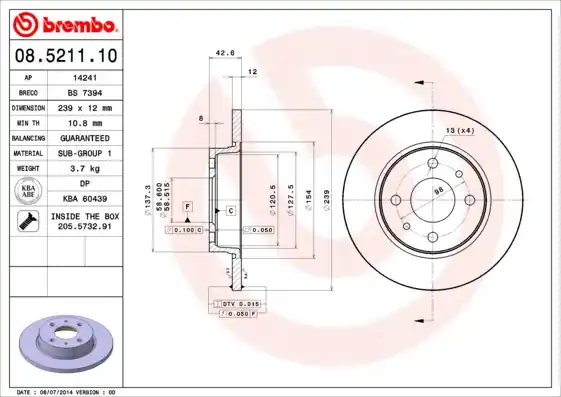 Bulkbestelling Remschijven Brembo 08.5211.10