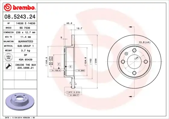 Budget Remschijven Brembo 08.5243.24