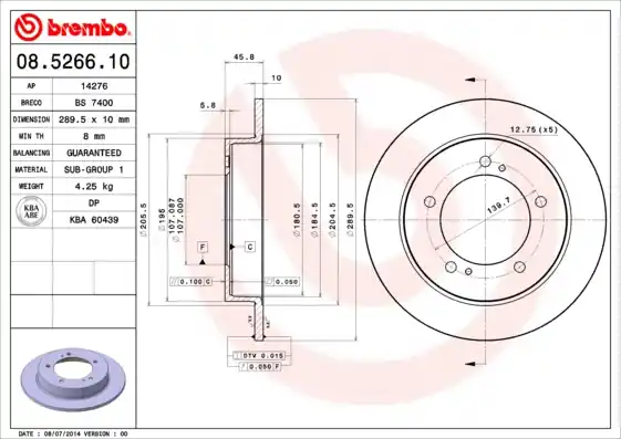 Remschijven Brembo 08.5266.10 Bestseller