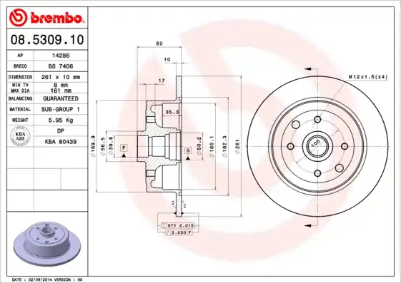 Remschijven Brembo 08.5309.10 Bulkbestelling