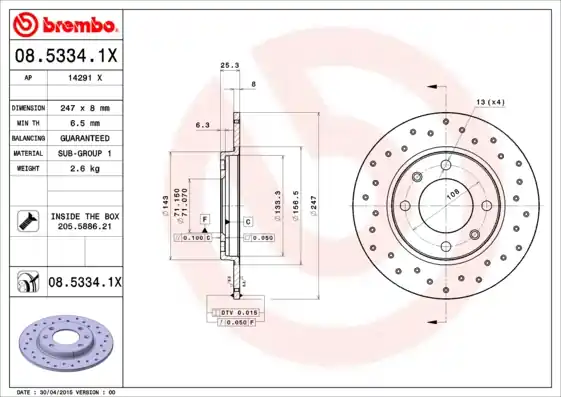 Plaats Bestelling Remschijven Brembo 08.5334.1X