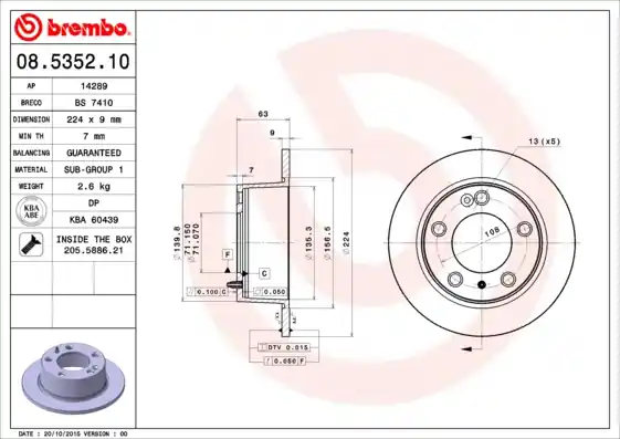 Remschijven Brembo 08.5352.10 Shop Nu