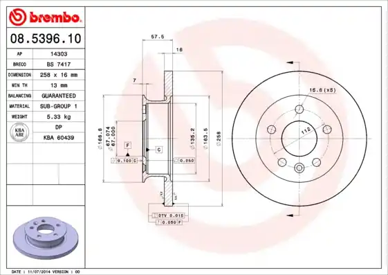Remschijven Brembo 08.5396.10 Alleen Vandaag