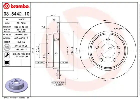 Betrouwbaar Remschijven Brembo 08.5442.10