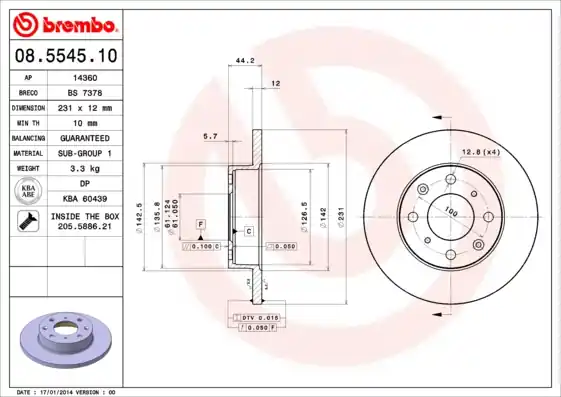 Remschijven Brembo 08.5545.10 Plaats Bestelling