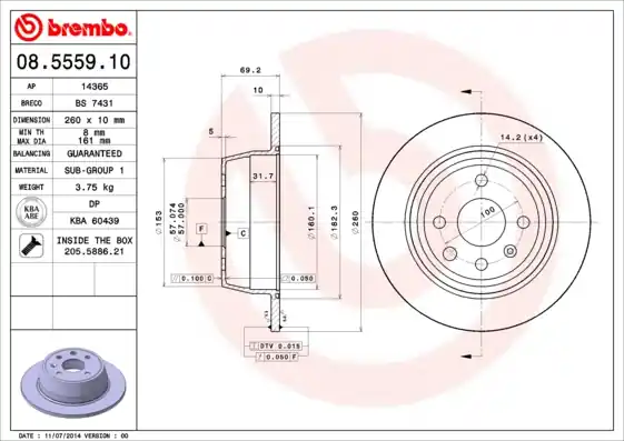 Remschijven Brembo 08.5559.10 Bulkbestelling