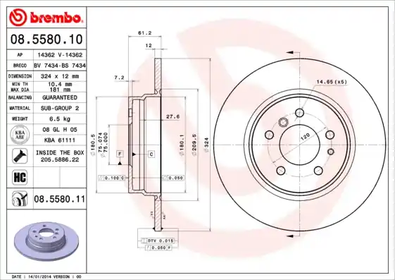 Koopje Remschijven Brembo 08.5580.10