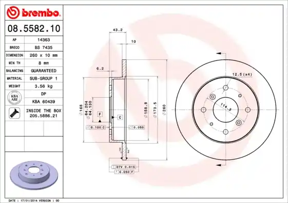 Geld-Terug-Garantie Remschijven Brembo 08.5582.10