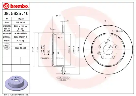 Remschijven Brembo 08.5625.10 Dagaanbieding