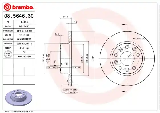 Merkproduct Remschijven Brembo 08.5646.30