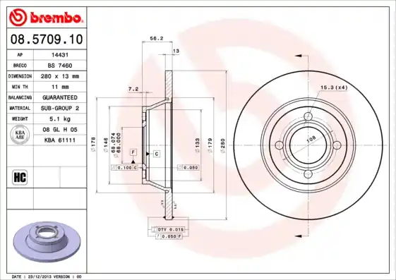 Remschijven Brembo 08.5709.10 Bestel Nu
