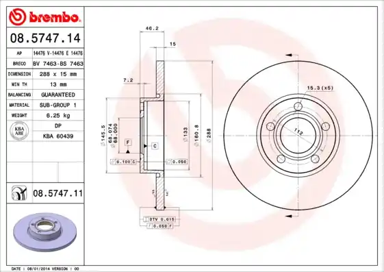 Remschijven Brembo 08.5747.11 Budget