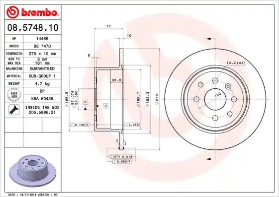 Bulkbestelling Remschijven Brembo 08.5748.10
