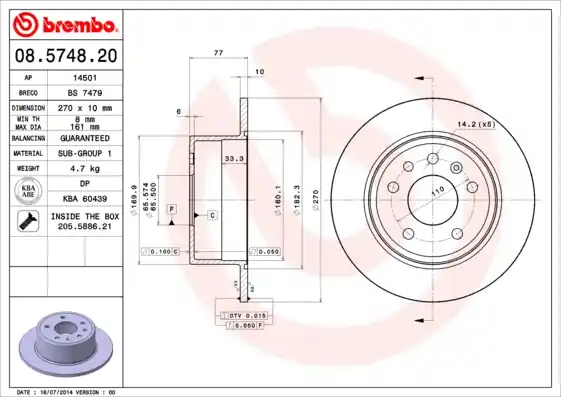 Remschijven Brembo 08.5748.20 Limited Edition