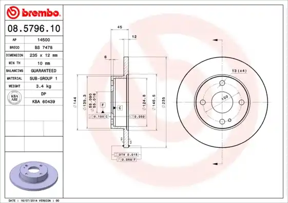 Remschijven Brembo 08.5796.10 Voordeelprijs
