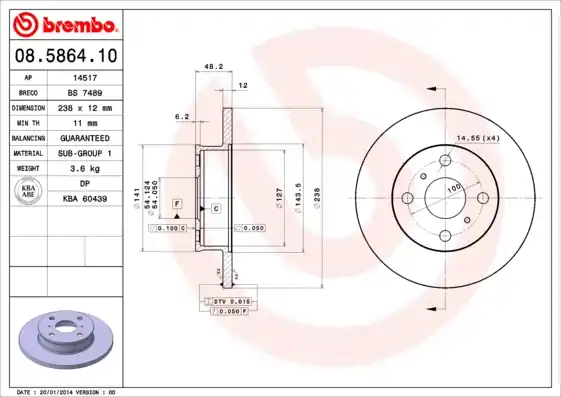 Remschijven Brembo 08.5864.10 Beperkte Voorraad