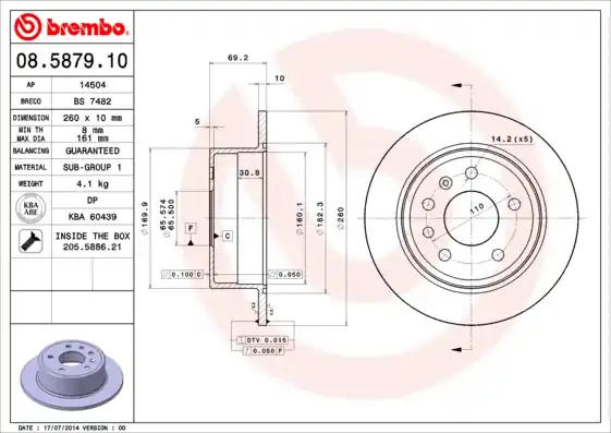 Remschijven Brembo 08.5879.10 Luxe