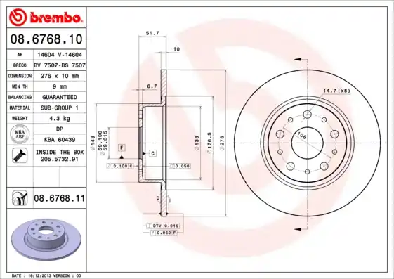 Remschijven Brembo 08.6768.11 Authentiek