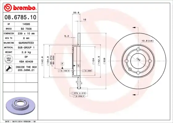 Remschijven Brembo 08.6785.10 Speciale Aanbieding