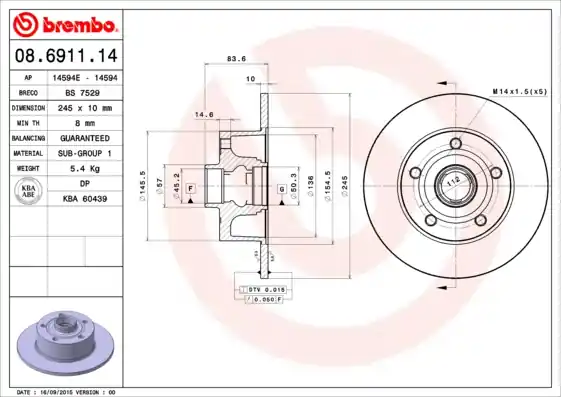 Nieuw Remschijven Brembo 08.6911.14