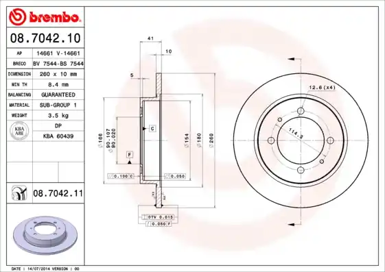Fabrieksprijs Remschijven Brembo 08.7042.11