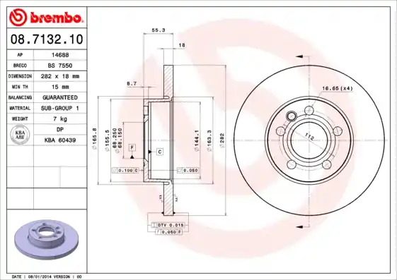 Professioneel Remschijven Brembo 08.7132.10