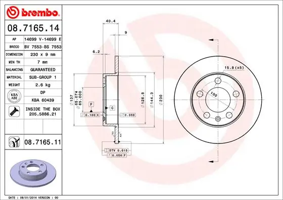 Tijdelijk Beschikbaar Remschijven Brembo 08.7165.14