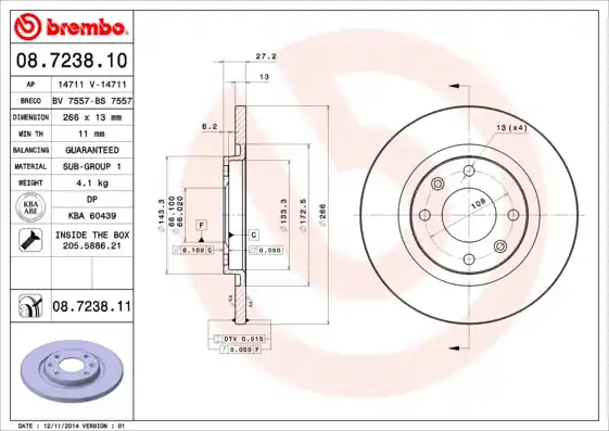 Nieuw Remschijven Brembo 08.7238.11
