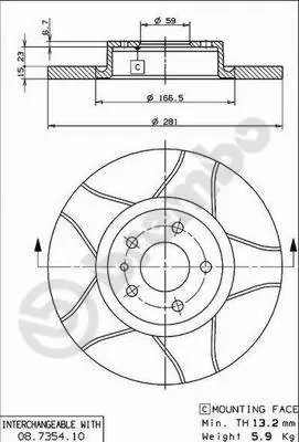 Remschijven Brembo 08.7354.75 Beperkte Voorraad