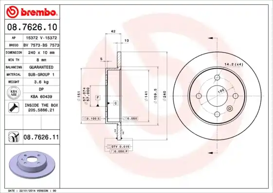 Authentiek Remschijven Brembo 08.7626.11
