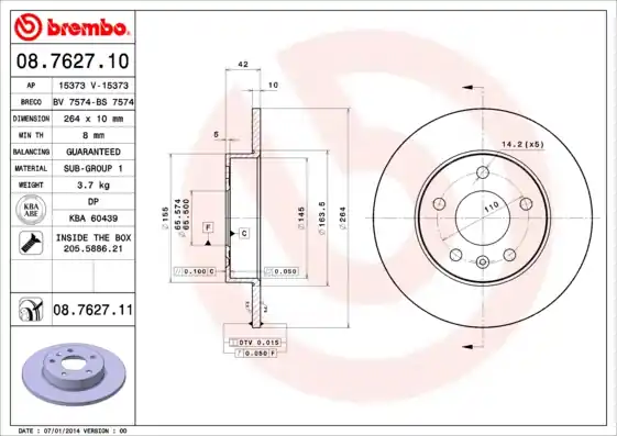 Populair Remschijven Brembo 08.7627.11